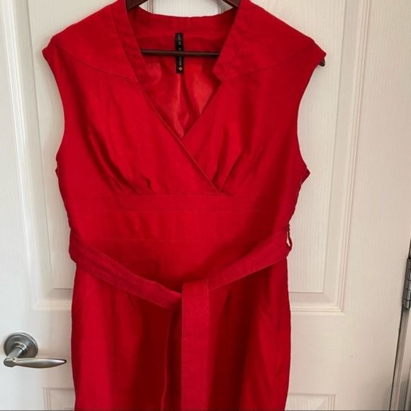 Lori?M?Collection?womens red sleeveless dress size 14 - Picture 3 of 9